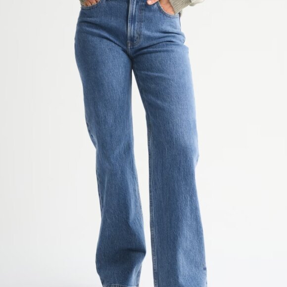 ABERCROMBIE & FITCH High Rise 90's Relaxed Jeans Oat Size 24S - Picture 2 of 8